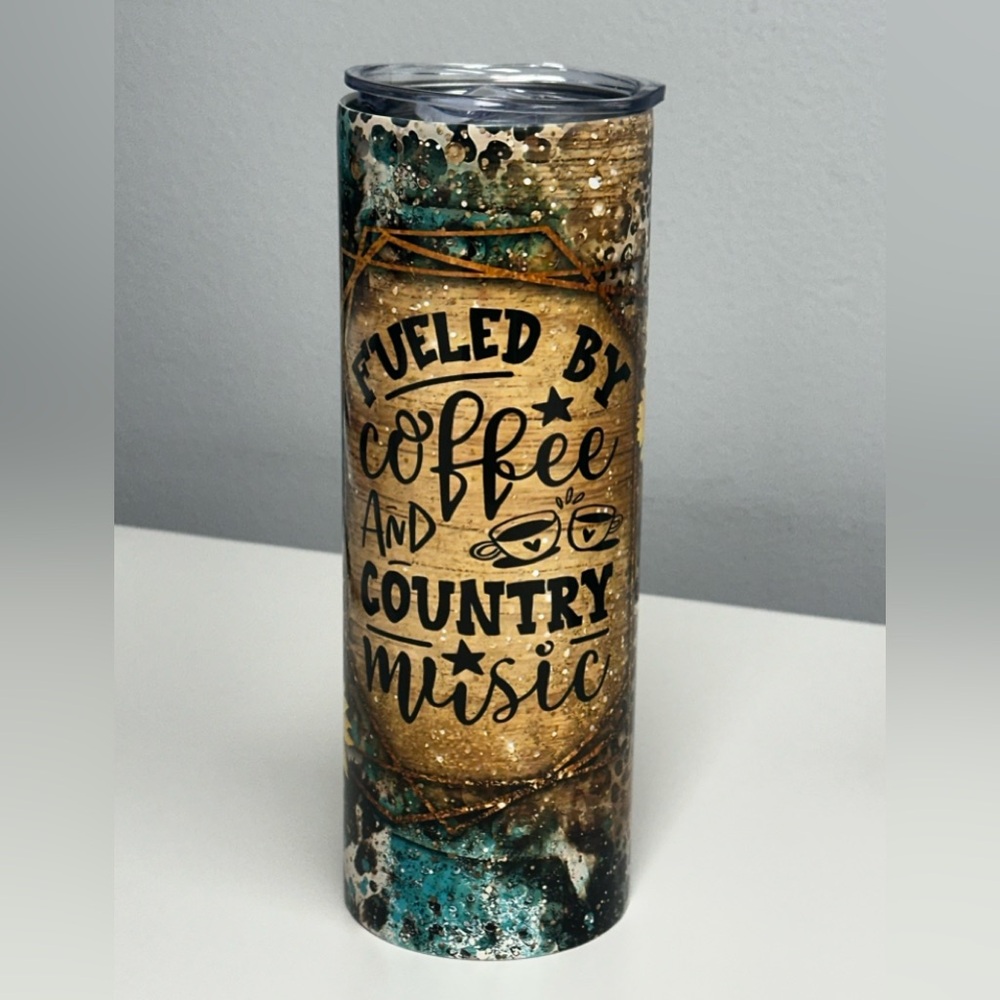 *NEW* Custom 20 oz “Fueled by Coffee and Country Music” Tumbler‎ and Mouse Pad